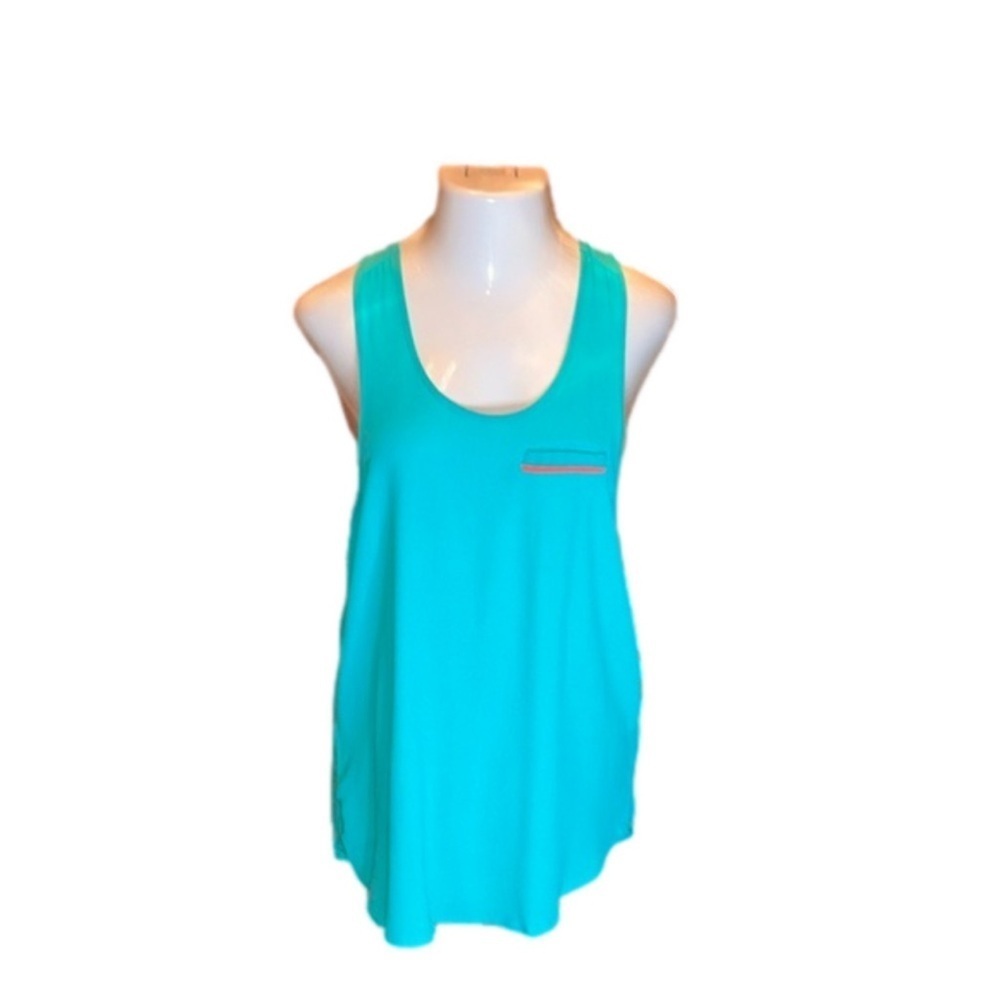 PRABAL GURUNG Green Long Tank Top w/ Pink Stripe on faux Pocket Size M, NWT! - Picture 3 of 10